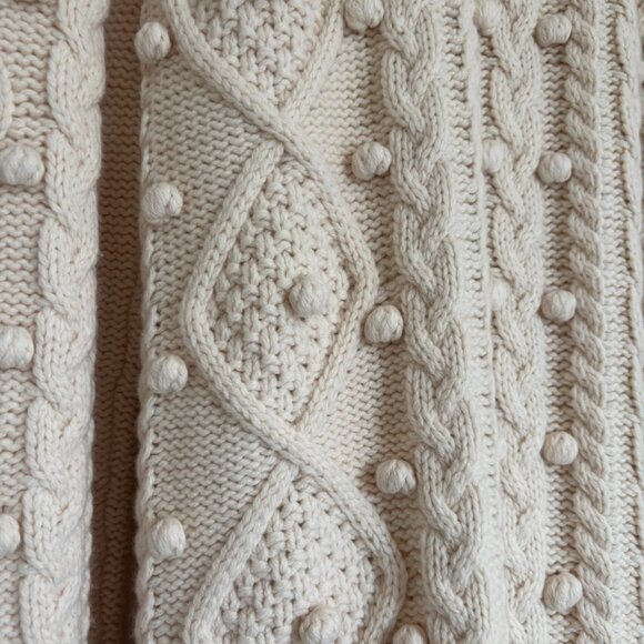 Aritzia Wilfred Alps Cardigan Cable Knit Pom Sweater Small - Picture 6 of 7